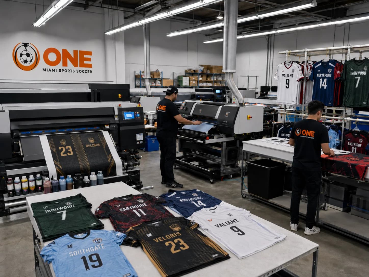 Custom shirt printing process at a heat press